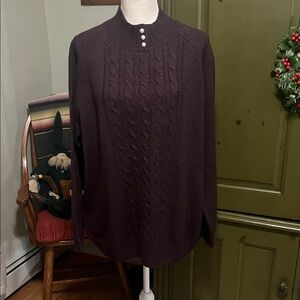 Vintage Karen Scott, NWOT Purple Cable Knit Sweater, 2X